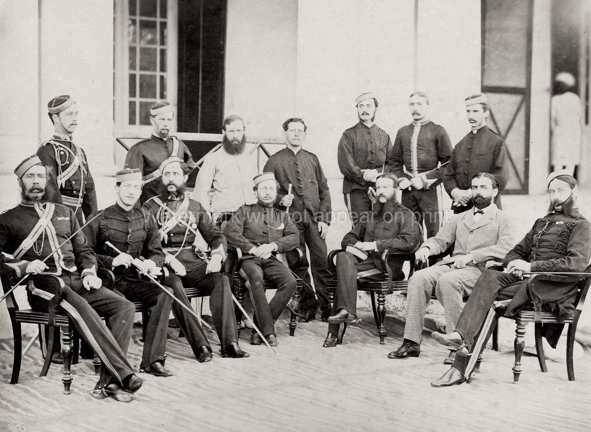 British Army 5th Lancers Officers India Group Portrait Vtg. Photo 19thC.