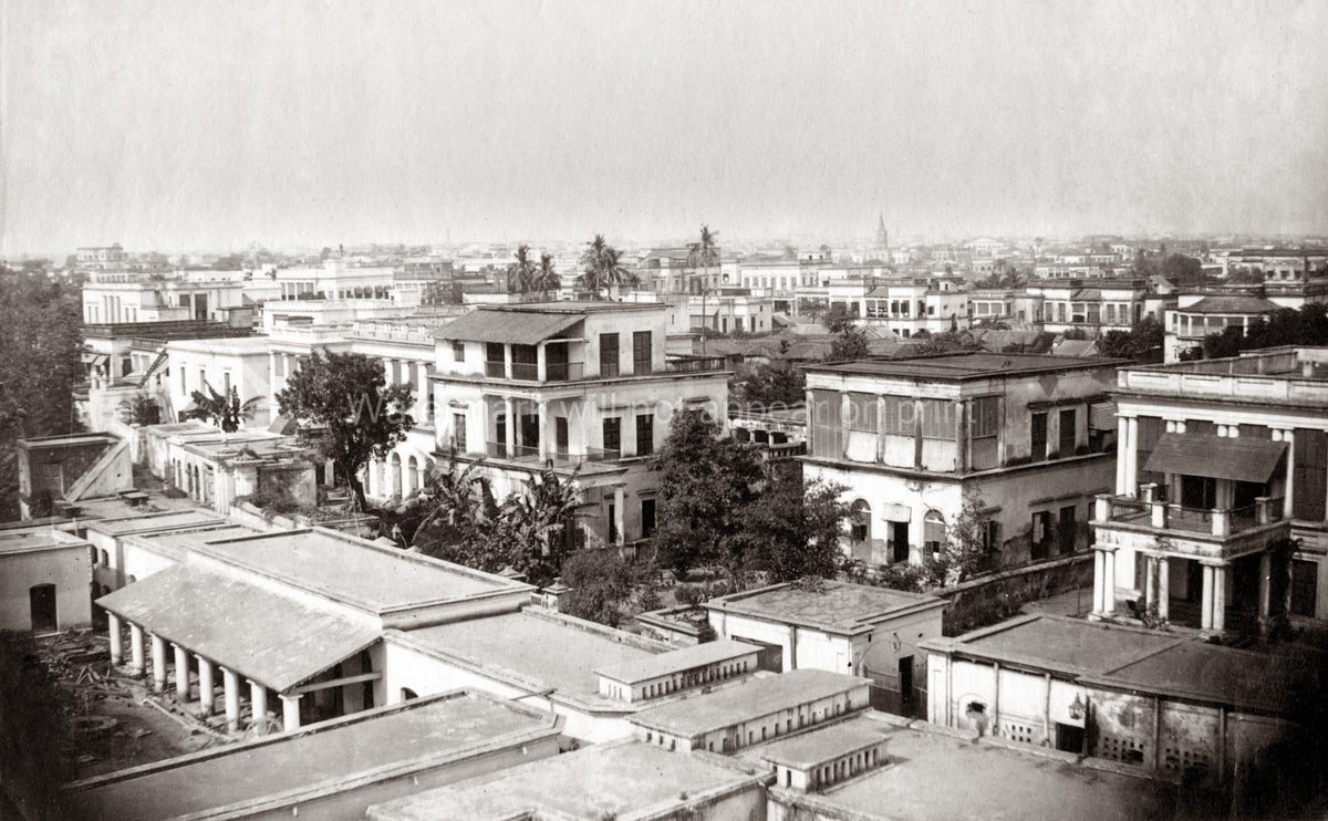 Calcutta Kolkata India City Skyline Rooftops Buildings Vtg. Photo 19thC.