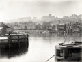 Scarborough Harbour Yorkshire Boats Waterfront Town Castle Vtg. Photo 19thC.