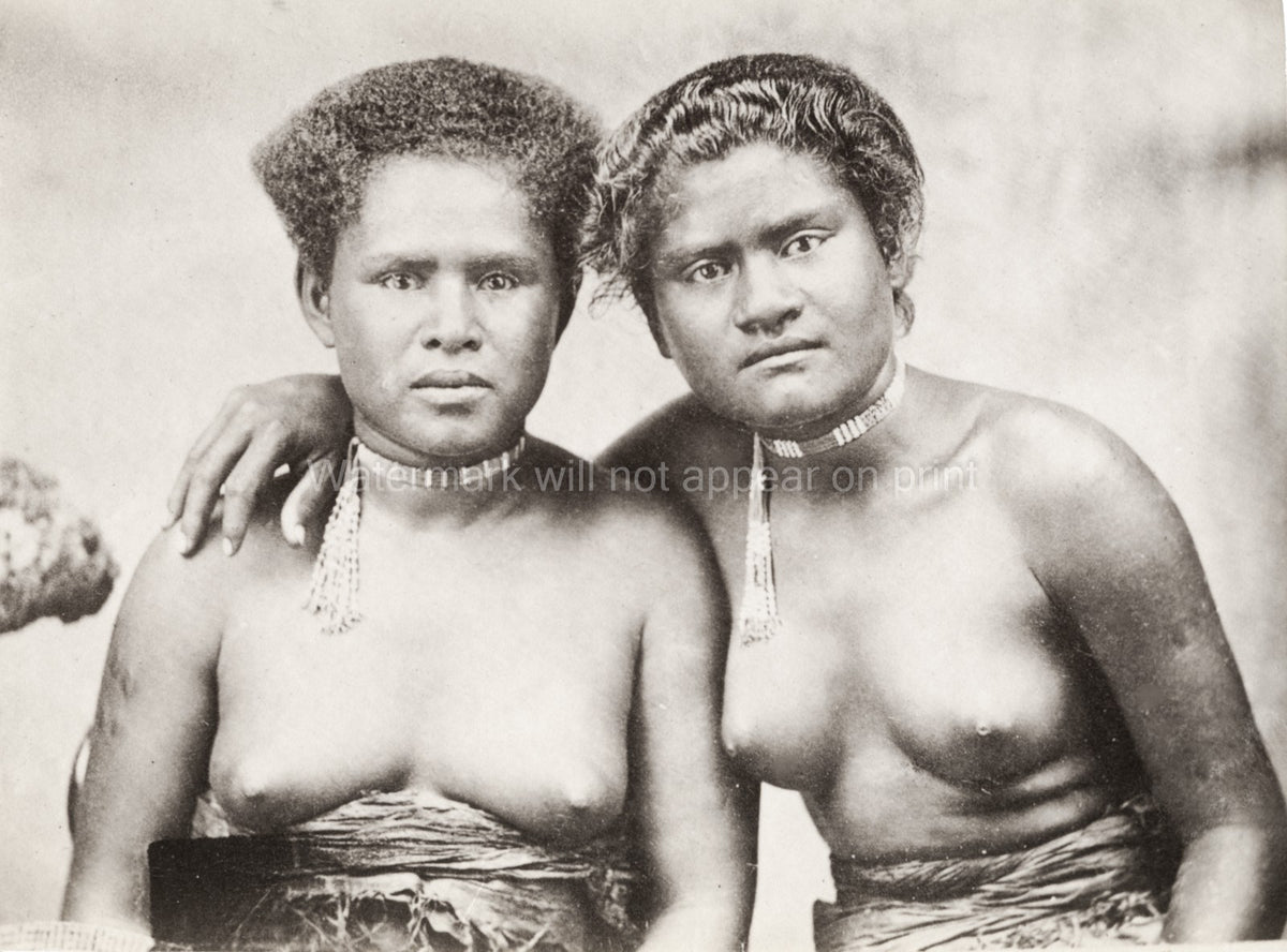 Fiji Tahiti Samoa Women Native Portrait Traditional Dress Vtg. Photo 19thC.