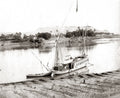 Egypt Nile River Pleasure Boat Dahabiya Olga Landscape Palms Vtg. Photo 19thC.