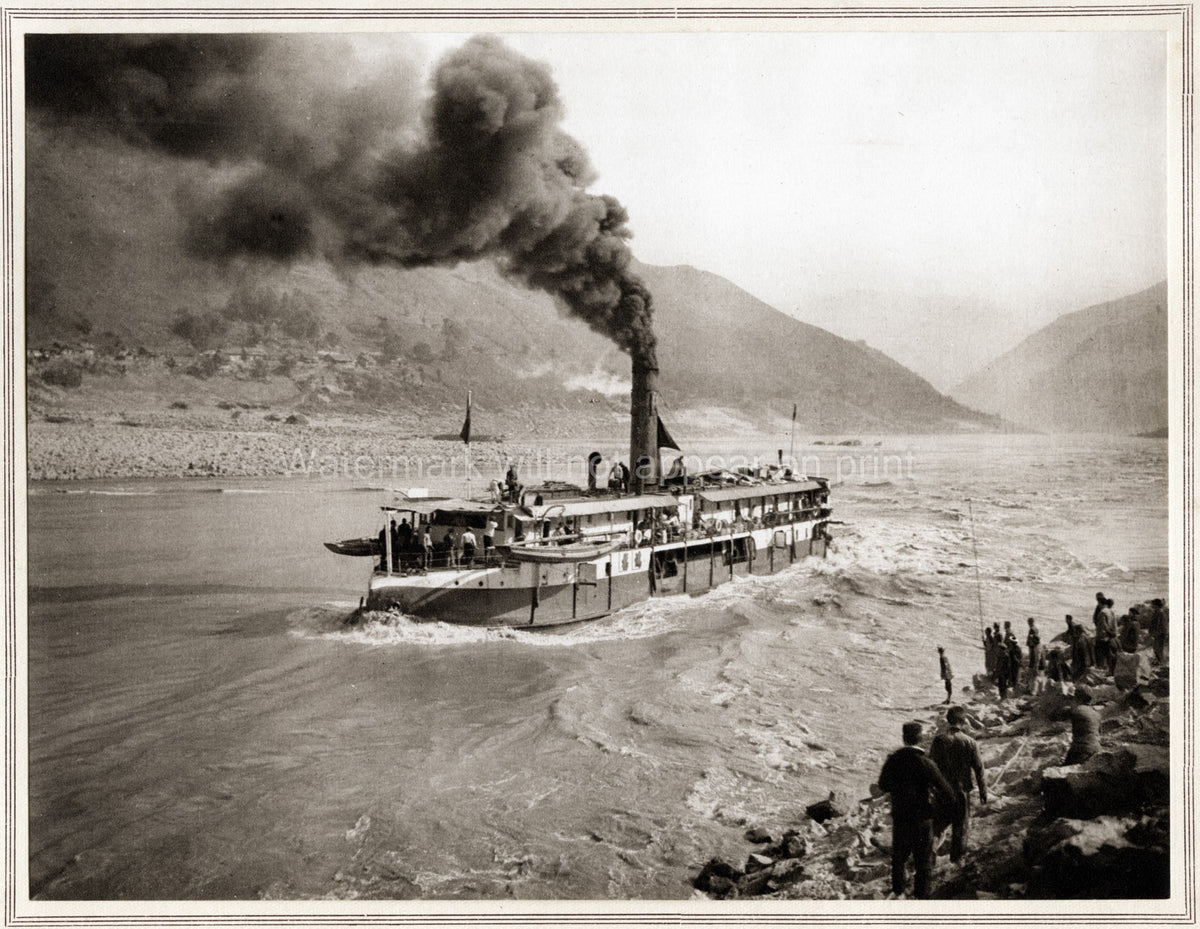 China Ye T'an Gorge Steamer Donald Mennie River Boat Smoke Vtg. Photo 20thC.