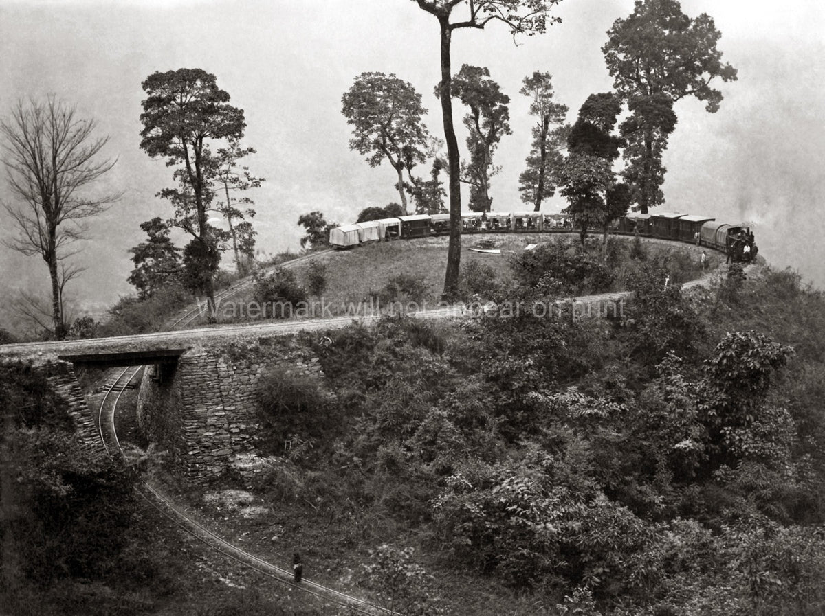 Darjeeling Railway India Steam Train Loop Mountain Landscape Vtg. Photo 19thC.