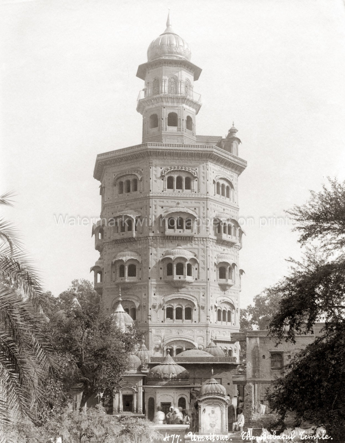 Amritsar India Babatul Temple Tower Architecture Ornate Vtg. Photo 19thC.