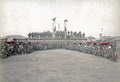 Japan Fire Brigade Firemen Acrobatic Display Ladders Group Vtg. Photo 19thC.