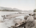 Central Japan Nagara River Gifu Boats Riverbank Landscape Vtg. Photo 19thC.