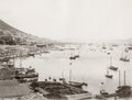 Hong Kong China Harbour Boats Ships Cityscape Waterfront Vtg. Photo 19thC.