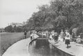 Bournemouth Waterway Scene Edwardian People Children Boating Vtg. Photo 19thC.