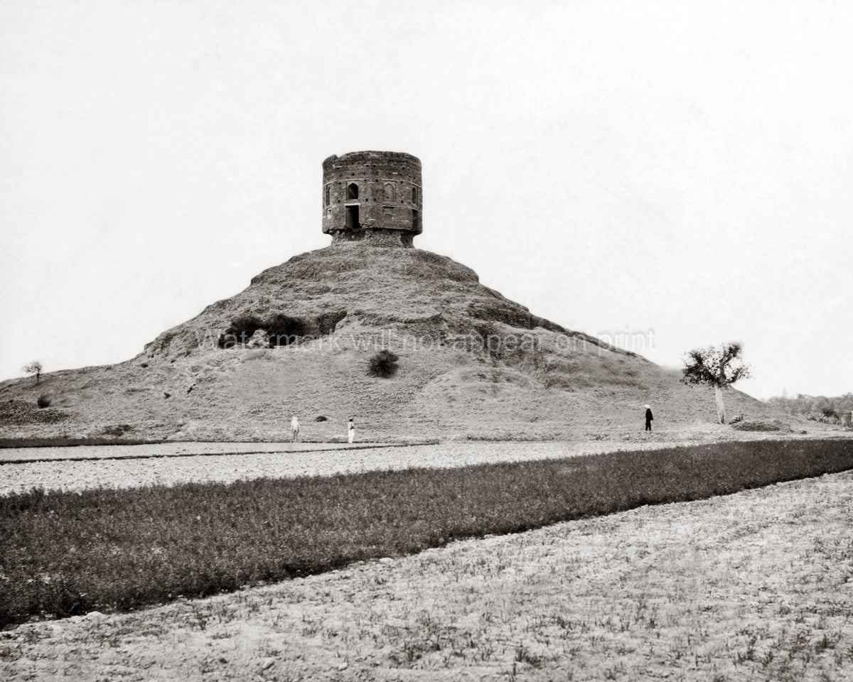 Sarnath Varanasi India Brick Tower Ruins Hill Landscape Vtg. Photo 19thC.