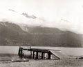 Glenorchy Lake Wakatipu Humboldt Range Mountains Pier Jetty Vtg. Photo 19thC.