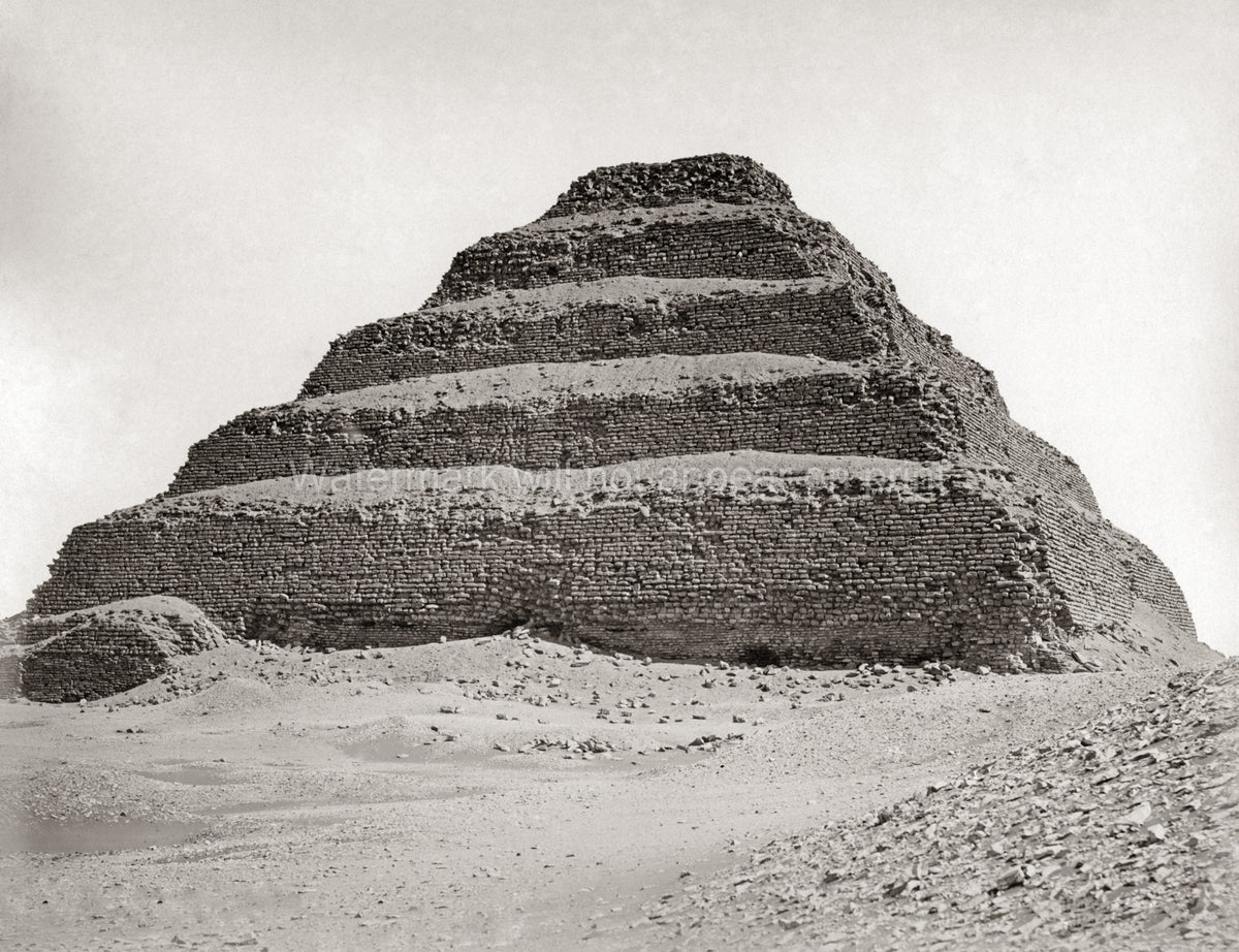 PyraSaqqara Egypt Step Ancient Ruins Desert Vtg. Photo 19thC.