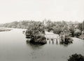 River Thames Reading Church Boats Landscape Scenery Vtg. Photo 19thC.