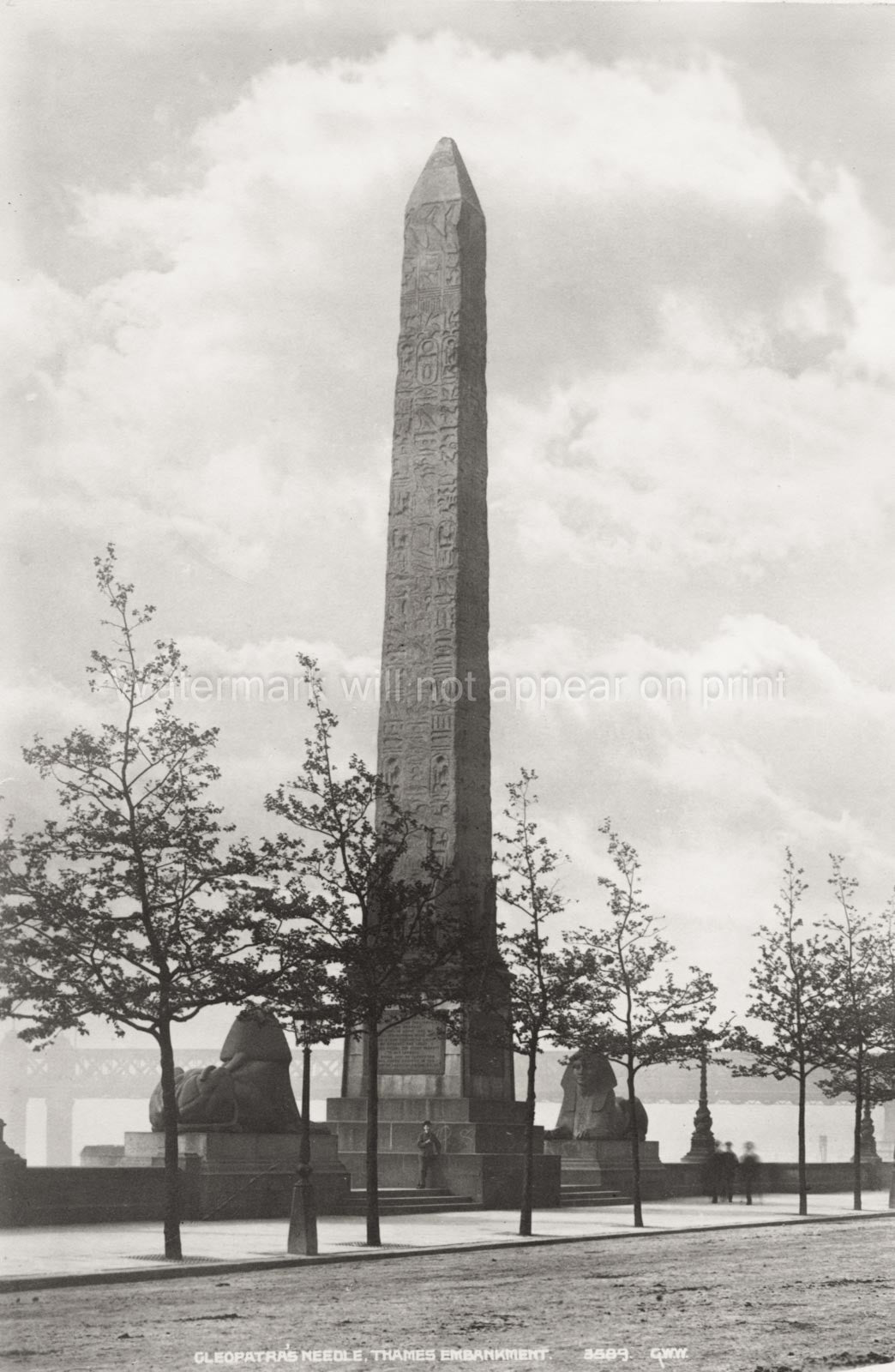 Cleopatra's Needle London Thames Embankment Monument Sphinx Vtg. Photo 19thC.