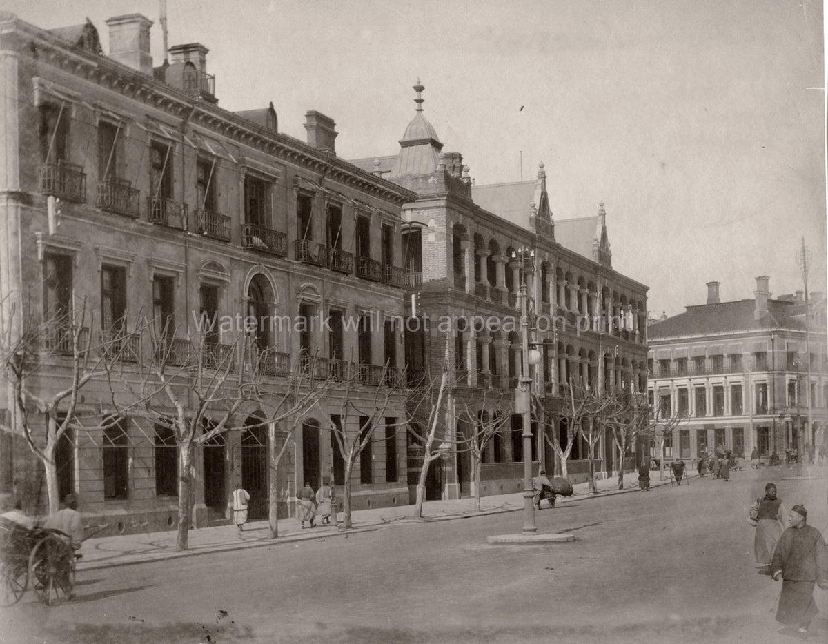 Shanghai China Bund Street Scene Colonial Architecture Vtg. Photo 19thC.