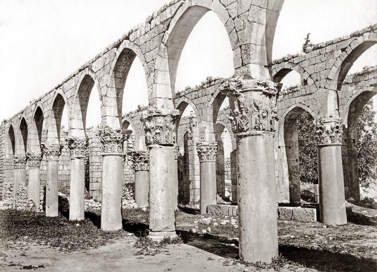 Damascus Ruins Great Umayyad Mosque Colonnade Arches Vtg. Photo 19thC.