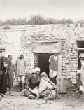 Tunisia Algeria Street Barber Outdoor Shaving Crowd Turban Vtg. Photo 19thC.