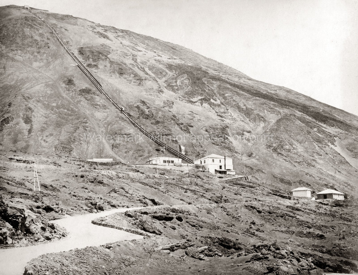 Mount Vesuvius Italy Funicular Railway Volcano Train Landscape Vtg. Photo 20thC.