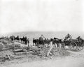 WW1 Troops France Way Firing Line Soldiers Mules Carts Vtg. Photo