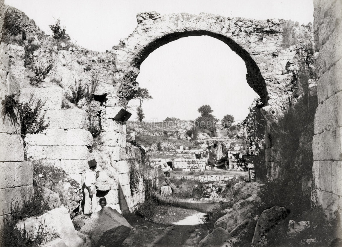 Syracuse Sicily Italy Ancient Amphitheatre Ruins Archway Vtg. Photo 19thC.