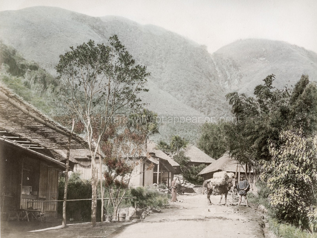 Japan Miyanoshita Road Hakone Village Pack Horse Mountains Vtg. Photo 19thC.