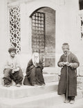 Constantinople Turkish Beggars Istanbul Men Woman Turban Veil Vtg. Photo 19thC.