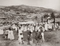 Seoul Korea Festival Crowd Traditional Village Hanbok Vtg. Photo 19thC.