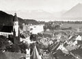 Thun Switzerland Cityscape Bern Canton River Aare Lake Alps Vtg. Photo 19thC.
