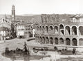 Verona Italy Arena Amphitheater Cityscape Clock Tower Vtg. Photo 19thC.