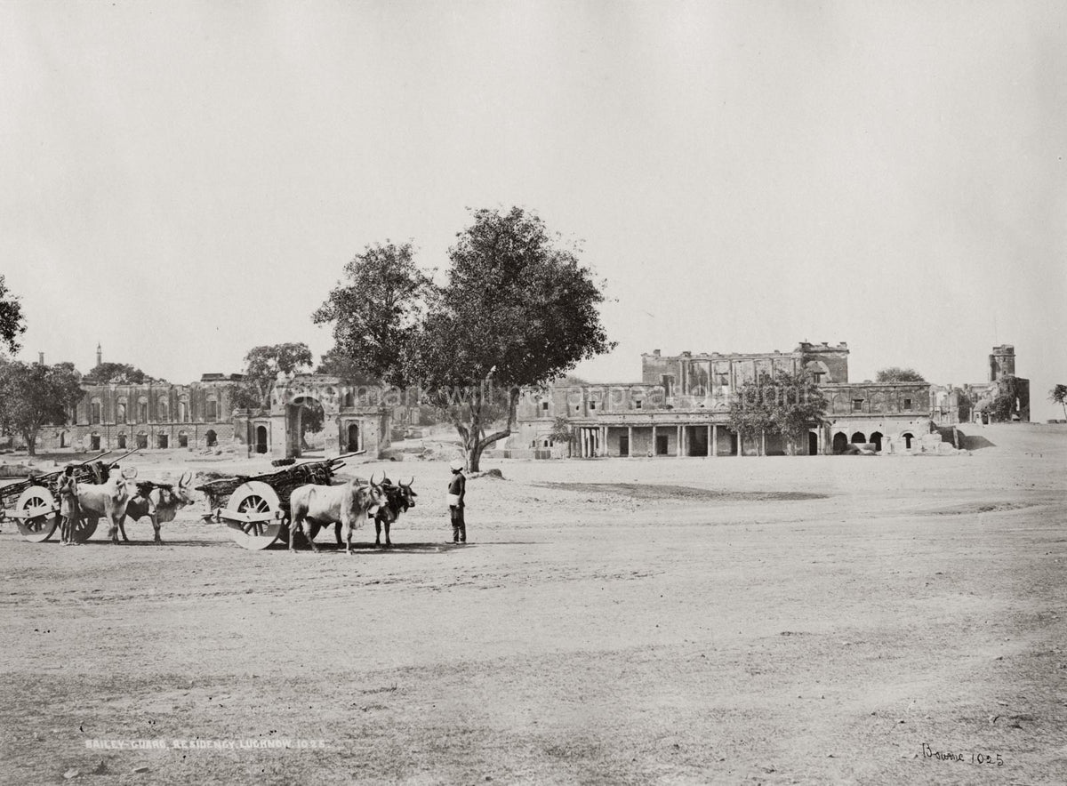 Bailey Guard The Residency Lucknow India Ruins Bullock Carts Vtg. Photo 19thC.