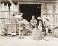 Japanese Farmers Pounding Rice Agriculture Food Processing Vtg. Photo 19thC.