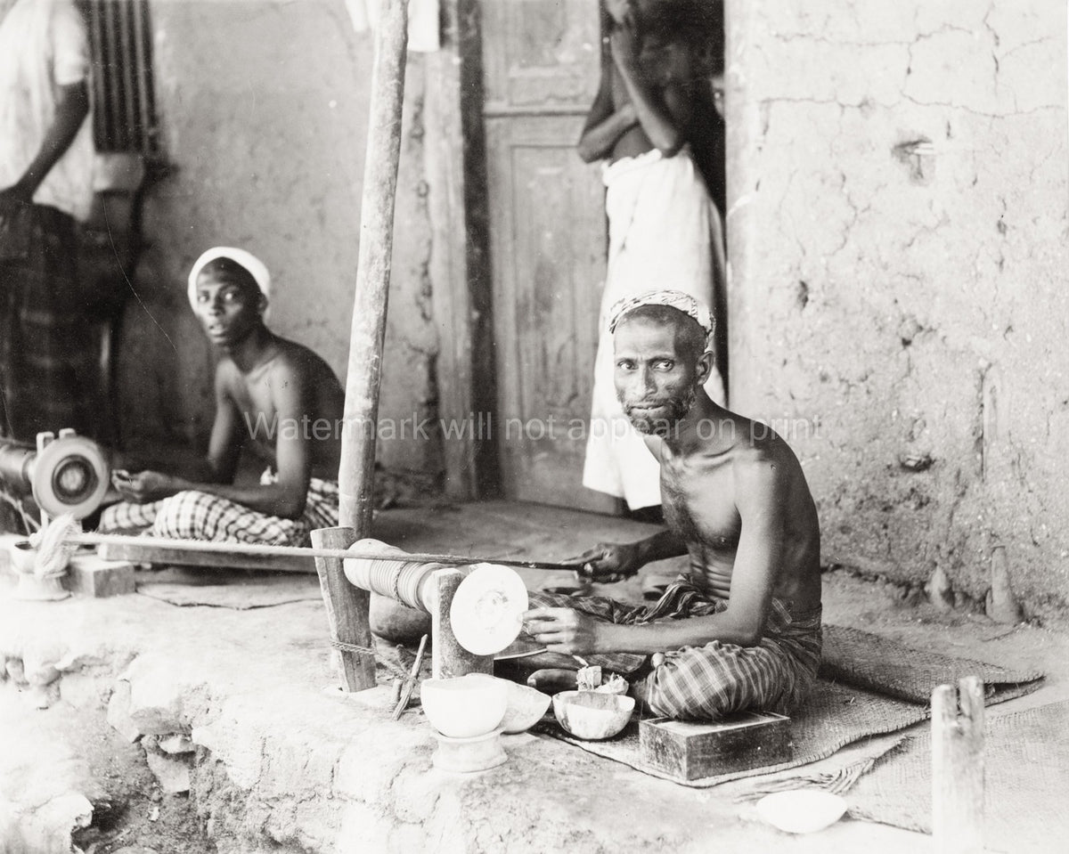 India Craftsmen Wood Turners Work Lathes Artisans Labor Vtg. Photo 19thC.