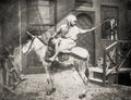 Cairo Egypt Boy Donkey Barefoot Turban Ornate Door Vtg. Photo 19thC.