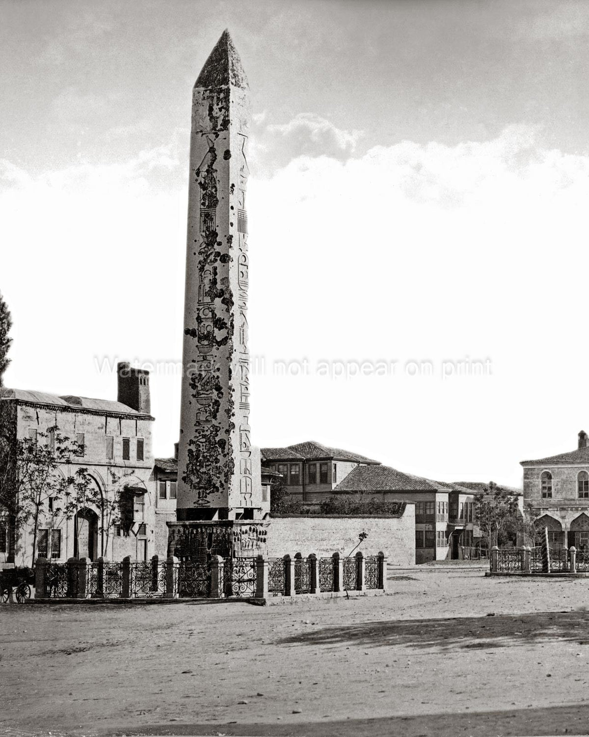 Istanbul Hippodrome Obelisk Ancient Egyptian Monument Square Vtg. Photo 19thC.