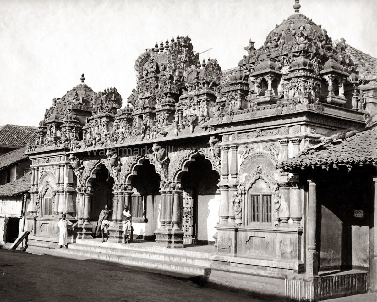 Ceylon Sri Lanka Hindu Temple Ornate Architecture Carvings Vtg. Photo 19thC.
