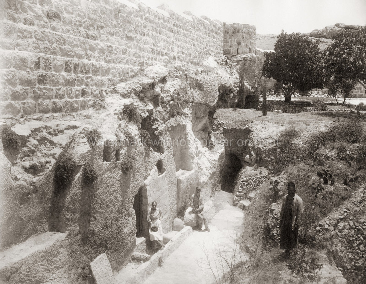Garden Tomb Jerusalem Palestine Israel Rock-Cut Tombs Walls Vtg. Photo 19thC.