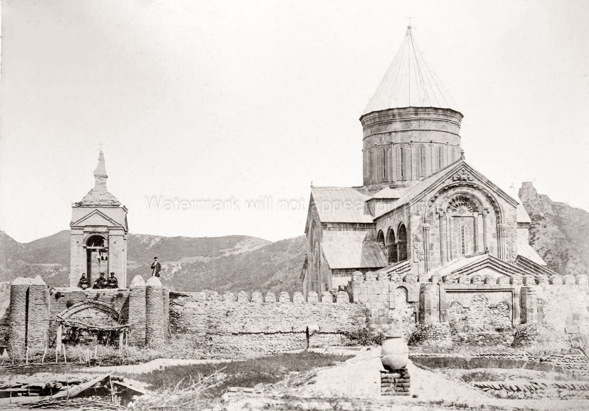 Caucasus Georgia Mtskheta Cathedral Monastery Fortress Wall Vtg. Photo 19thC.