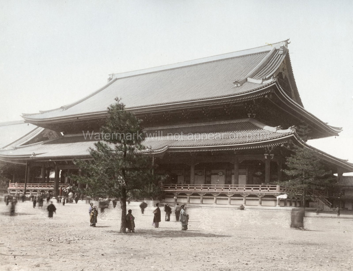 East Honganji Temple Kyoto Japan Architecture People Courtyard Vtg. Photo 19thC.