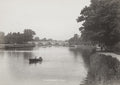 Richmond London River Thames Boat Rowing People Bridge Scenery Vtg. Photo 19thC.