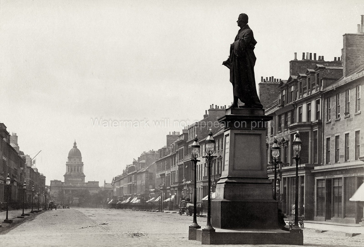 George St Edinburgh Scotland Pitt Statue Dome Architecture Vtg. Photo 19thC.