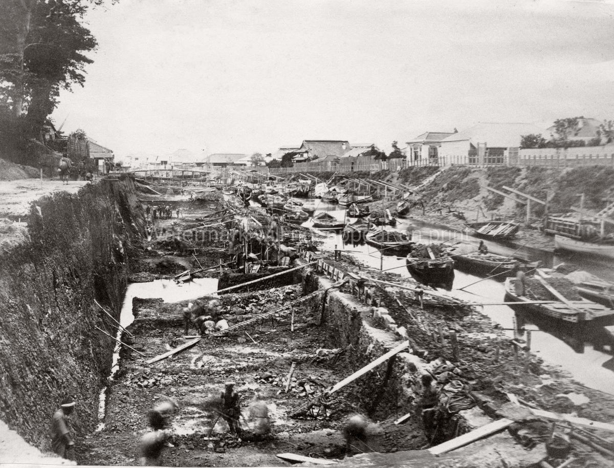 Japan Homura Canal Widening Engineering Work Construction Vtg. Photo 19thC.