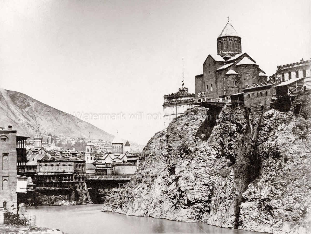 Tiflis Tbilisi Georgia Metekhi Prison Fortress Riverfront Vtg. Photo 19thC.