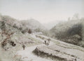 Moji Japan Country Road Farmers Terraced Fields Hilly Vtg. Photo 19thC.