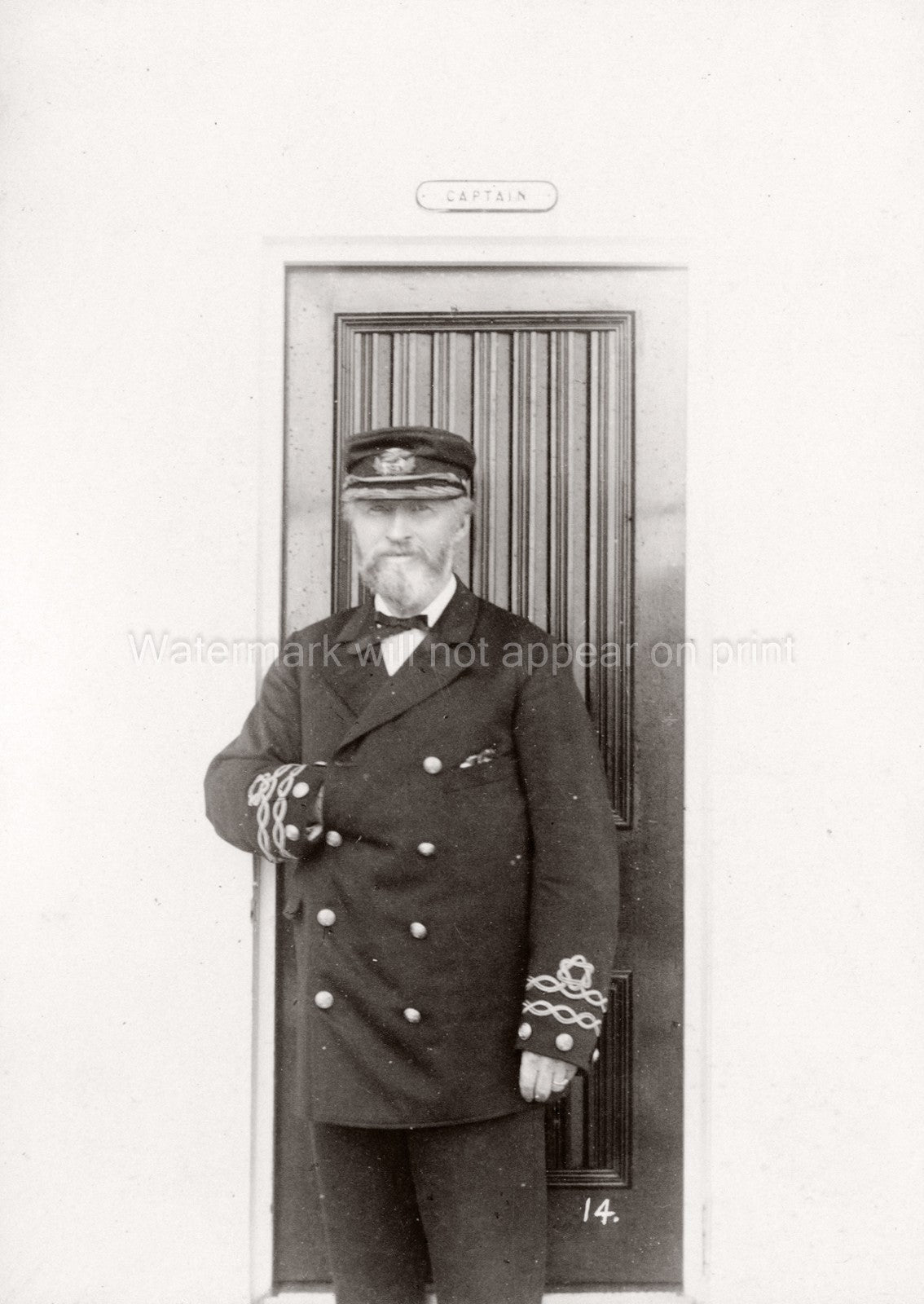 White Star Line RMS Teutonic Captain Parsell Uniform Beard Vtg. Photo 19thC.