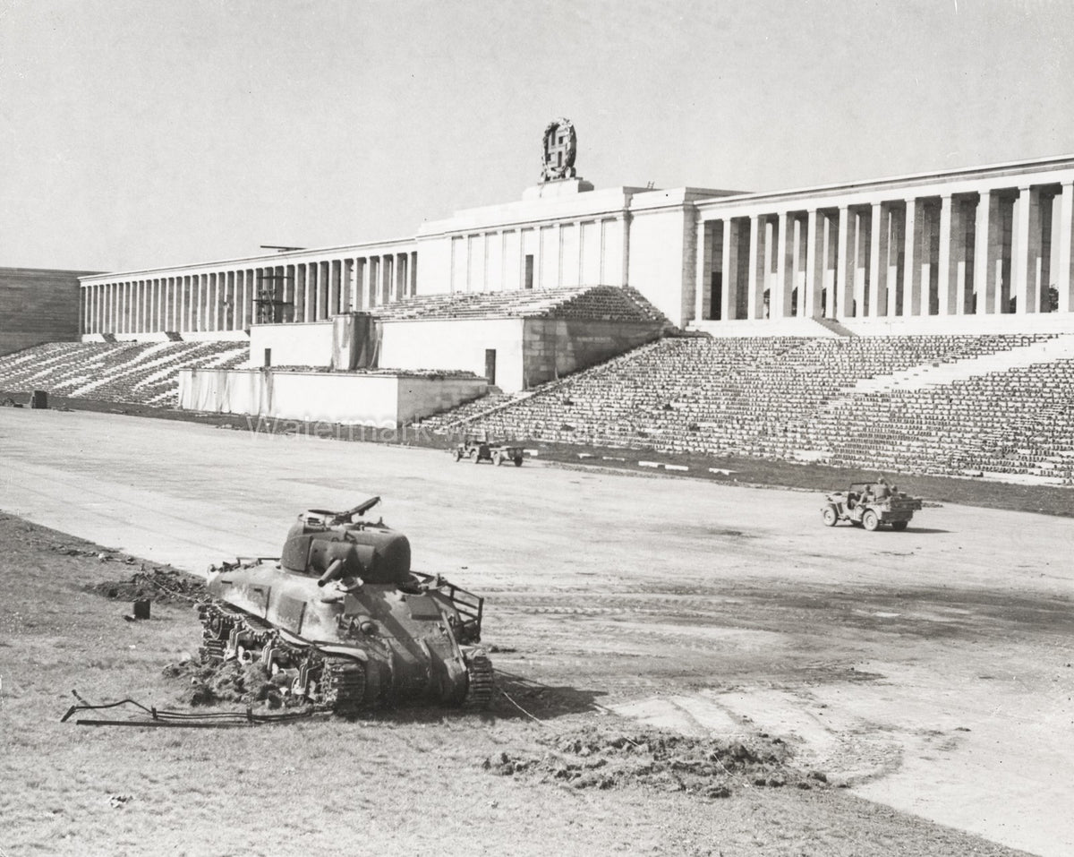 Hitler Nazi Nuremberg Rally Ground Sherman Tank WWII Vtg. Photo 20thC.