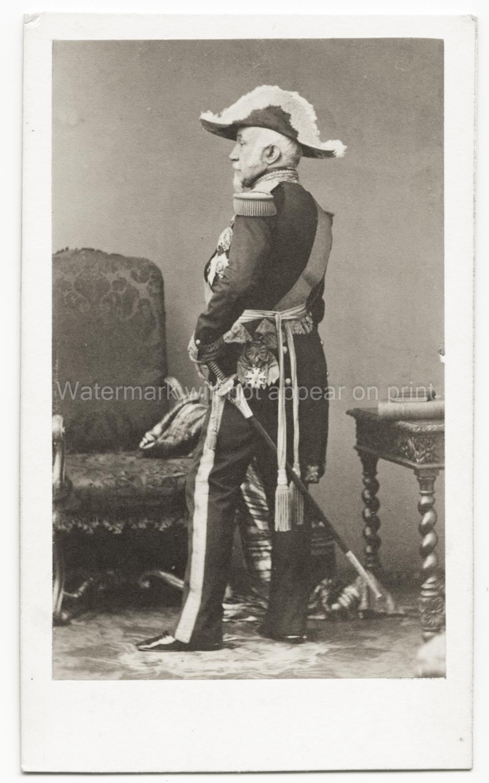Auguste Regnaud de Saint-Jean d'Angly French General Uniform Vtg. Photo 19thC.