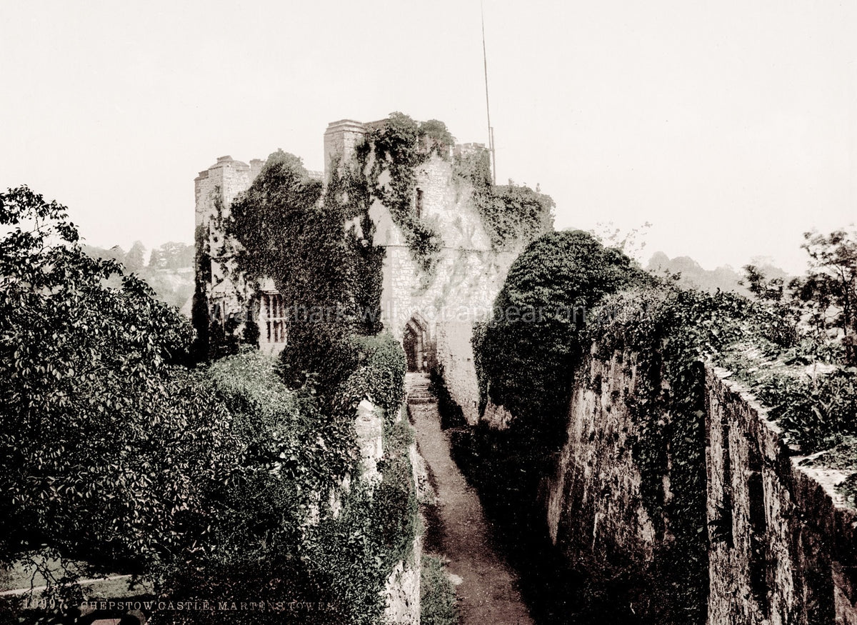 Chepstow Castle Wales Marten's Tower Ivy Covered Ruins Vtg. Photo 19thC.