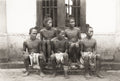 Siam Thailand Group Prisoners Men Shackles Topknot Hair Vtg. Photo 19thC.