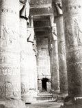 Egypt Temple Dendera Interior Columns Carvings Architecture Vtg. Photo 19thC.
