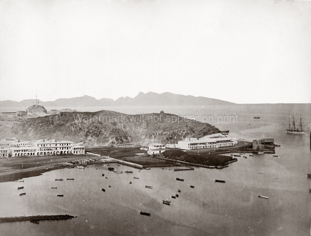 Aden Yemen Steamer Point Harbor Port Buildings Ships Vtg. Photo 19thC.
