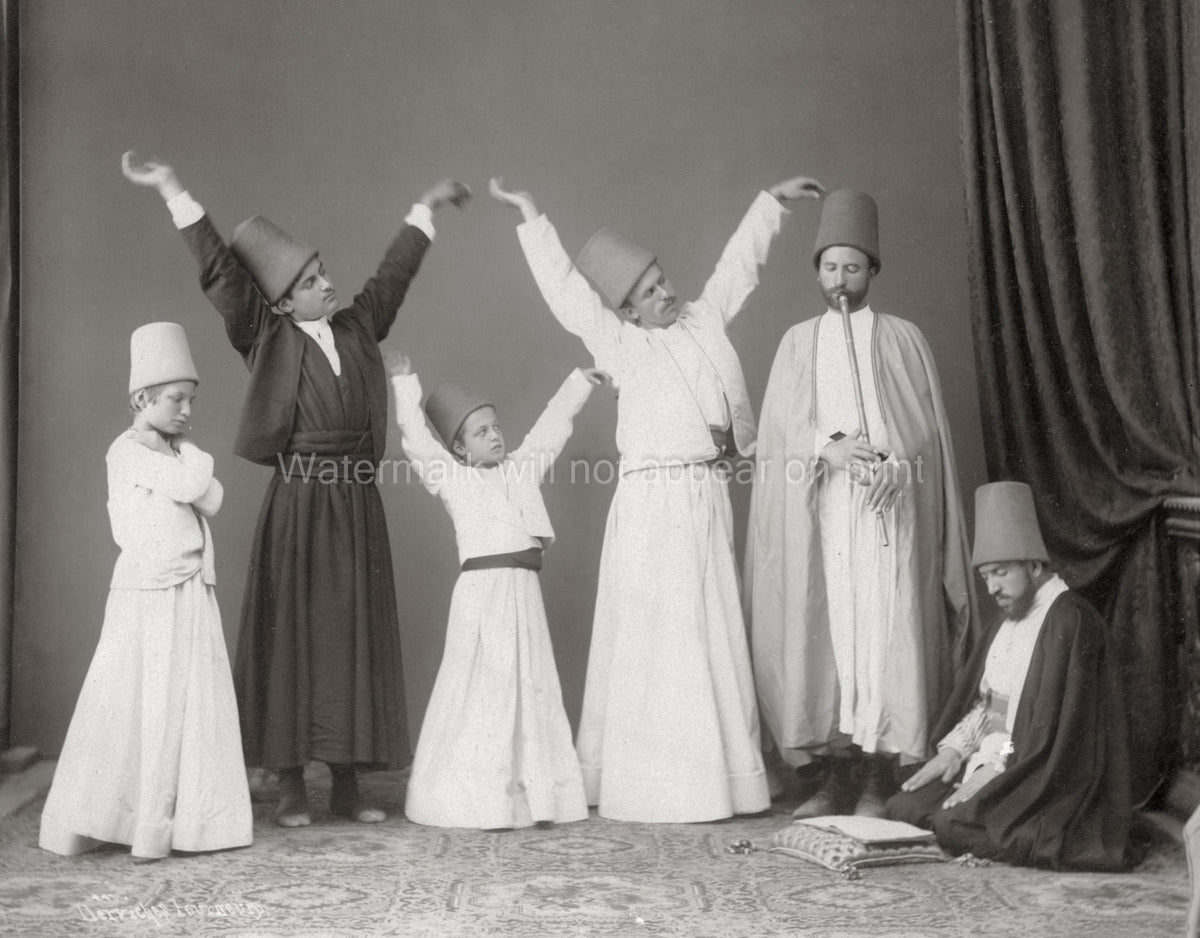 Turkey Whirling Dervishes Mevlevi Order Dancers Ritual Costume Vtg. Photo 19thC.